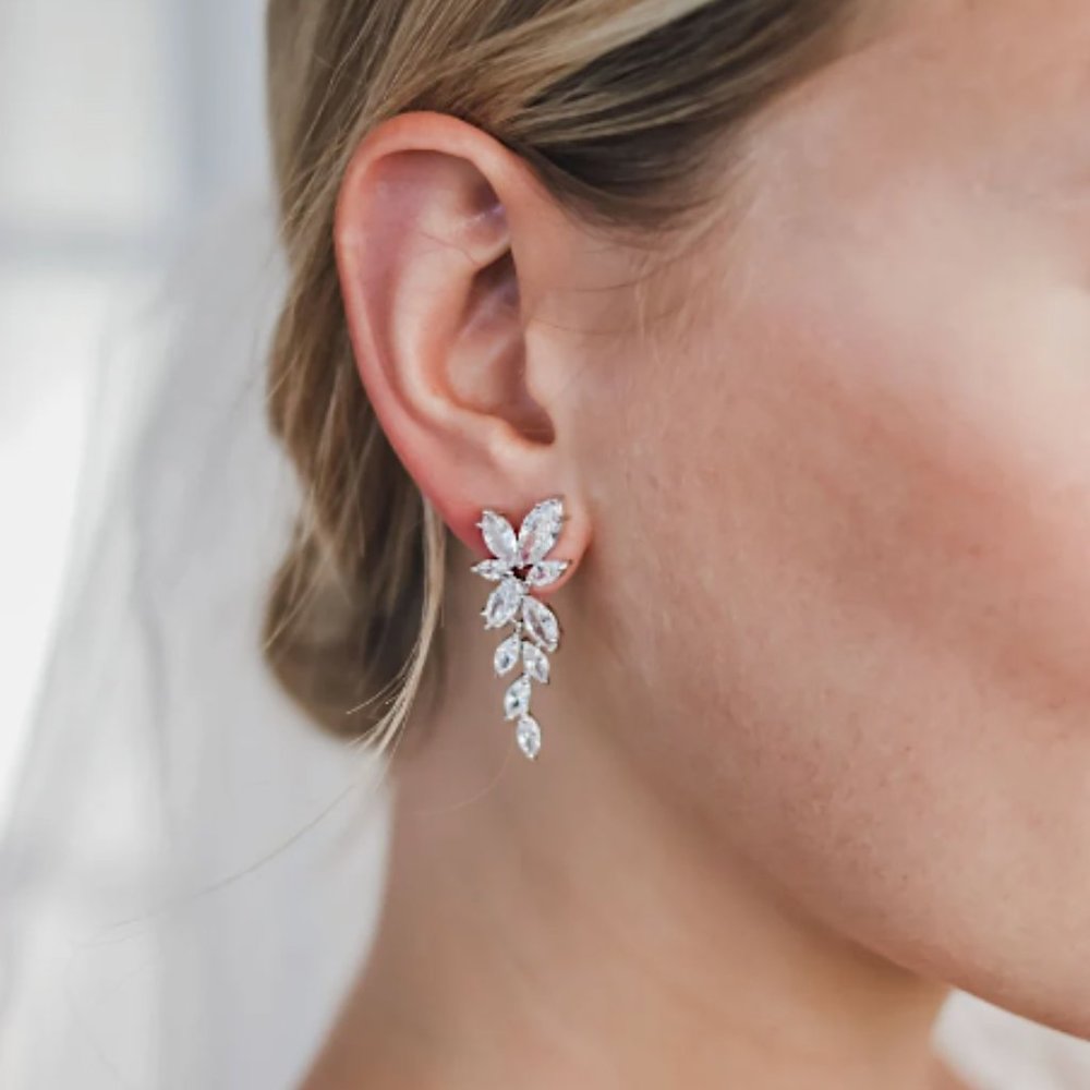 NEW~ Anthropologie Shashi "Iris" Crystal Marquis Dangle Earrings